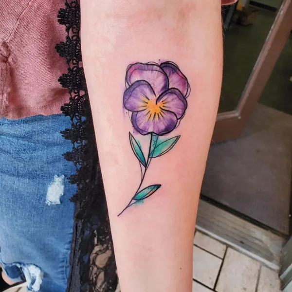 Watercolor Violet Tattoo