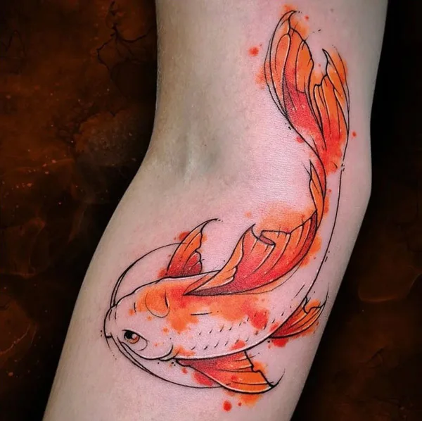 Watercolor koi fish tattoo 1