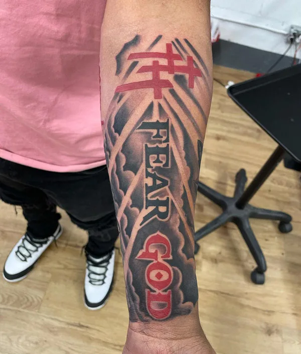 3 Cross Fear God Tattoo