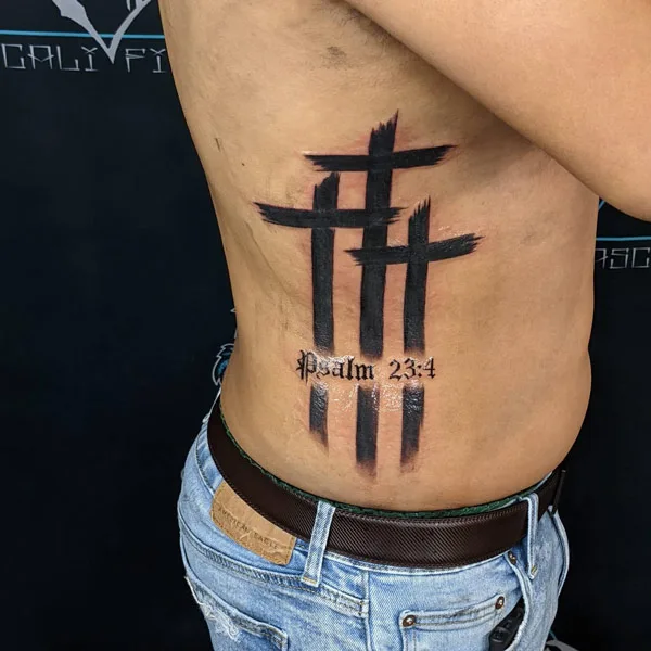3 Cross Ribs Tattoo