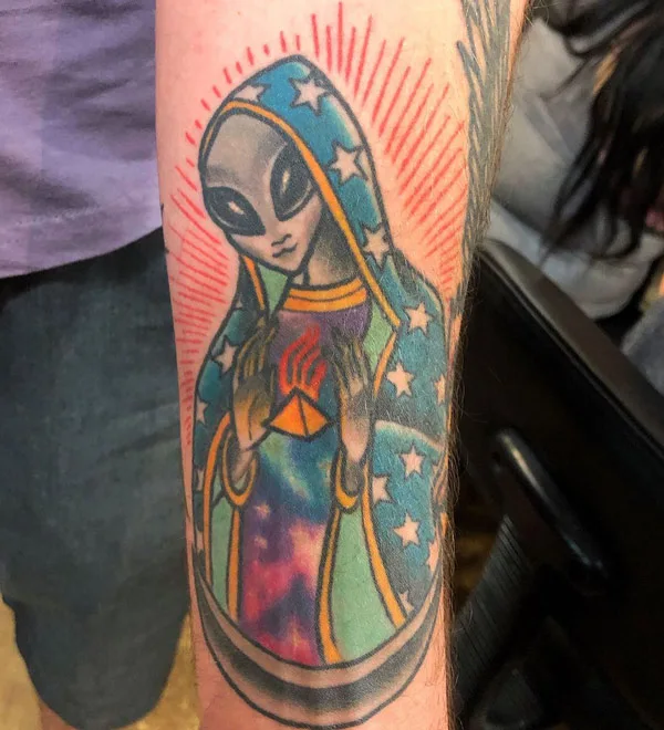 Alien Virgin Mary Tattoo 2