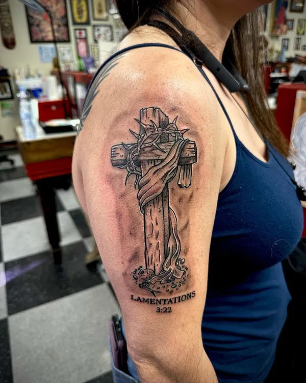 Barbed Wire Cross Tattoo