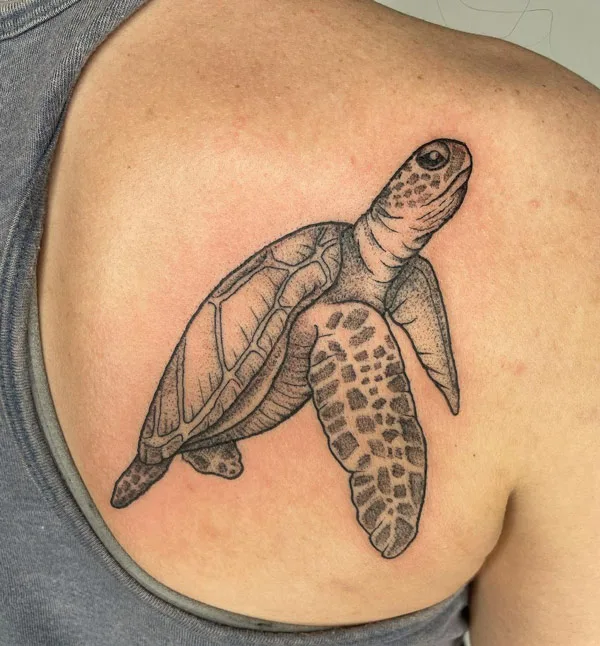 Black and White Turtle Tattoo