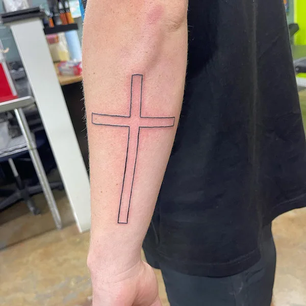 Cross Outline Tattoo