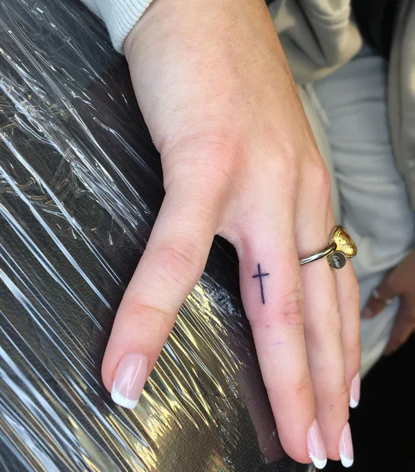 Cross Tattoo on Finger 2