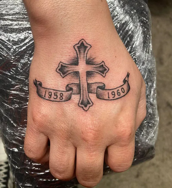 Cross Tattoo on Hand 2
