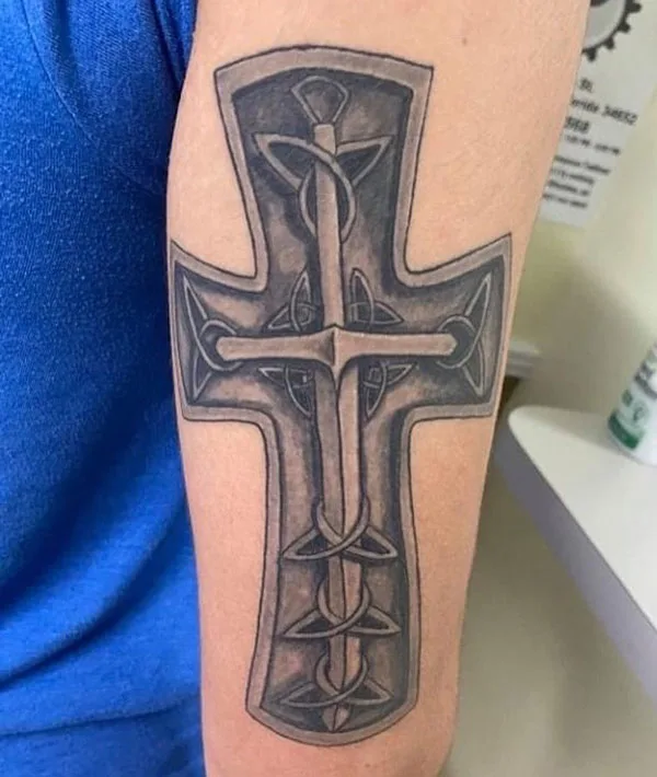 Cross with Sword Tattoo