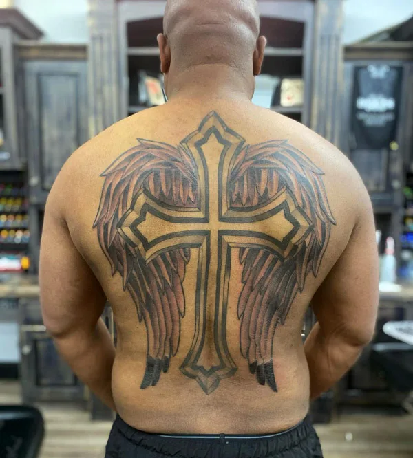Cross with Wings Tattoo 2