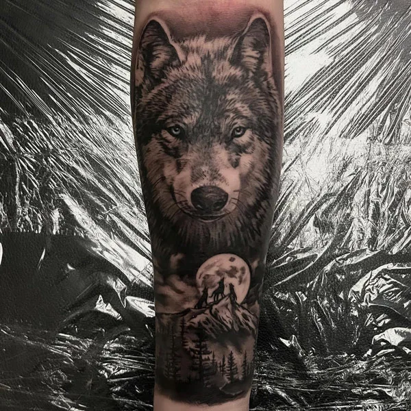 Forearm Wolf Tattoo 2
