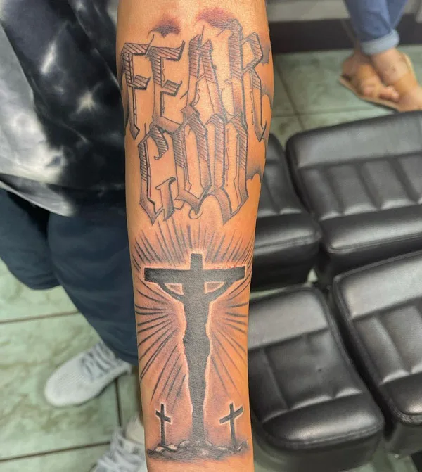 Heavenly Three Cross Tattoo Designs