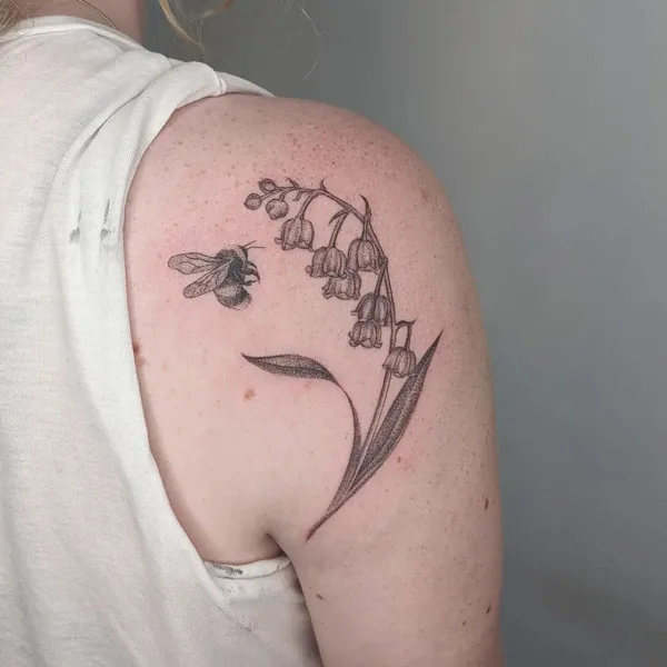 May Birth Flower and Bee Tattoo 2