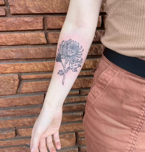 November Birth Flower Forearm Tattoo 2
