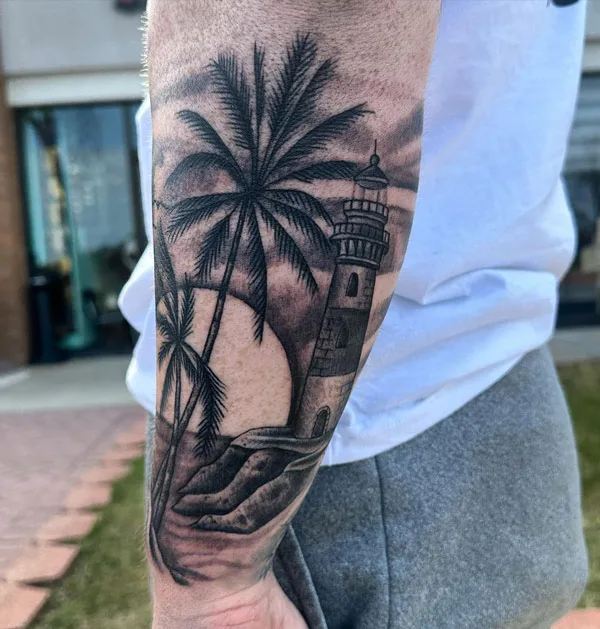 Palm Tree Forearm Tattoo