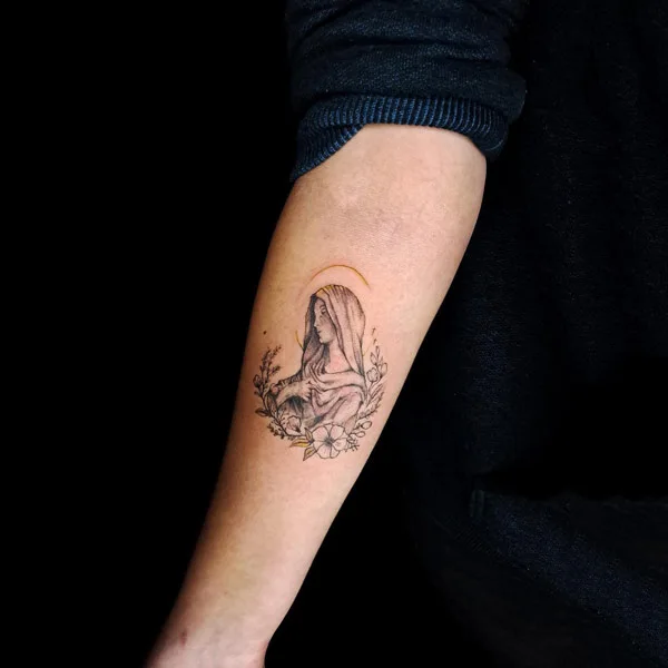 Small Virgin Mary Tattoo 1