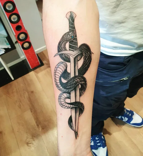 Snake Wrapped Around Sword Tattoo 1