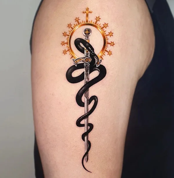 Snake Wrapped Around Sword Tattoo 3