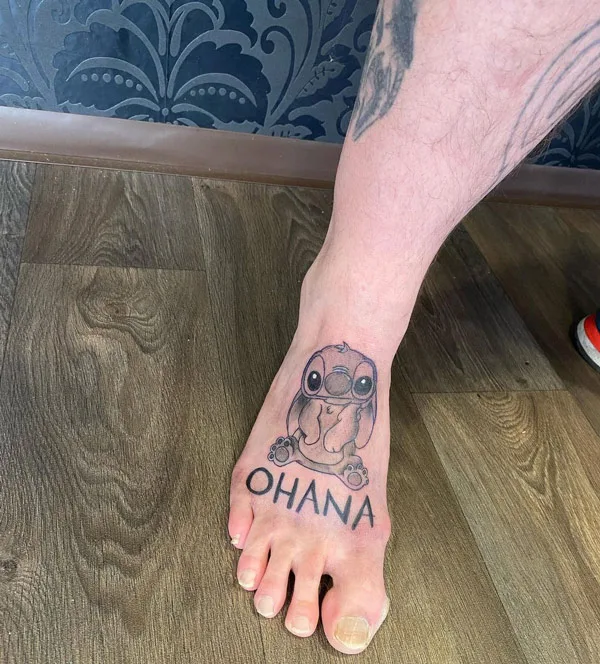 Stitch Foot Tattoo
