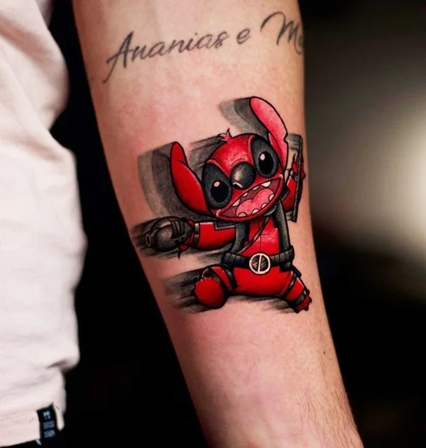 Stitch in Deadpool Tattoo