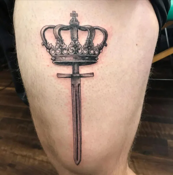 Sword and Crown Tattoo 2