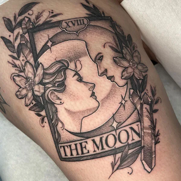 Moon Dream Wolf Howl Tarot Spiritual Temporary Tattoo Sleeve Women Arm  Sticker