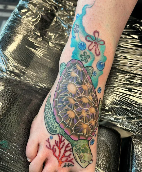 Turtle Tattoo on Foot
