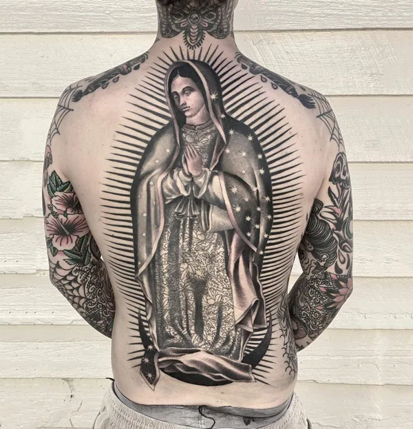 Virgin Mary Back Tattoo 1