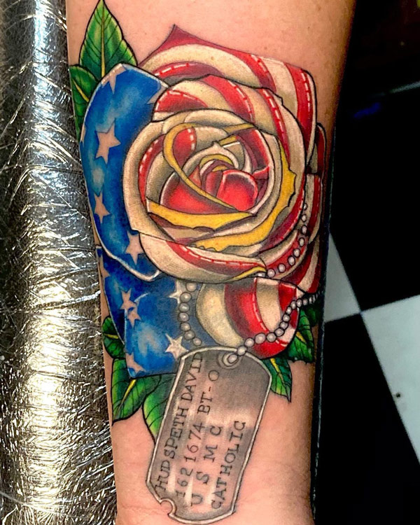 American Flag Rose Tattoo 2