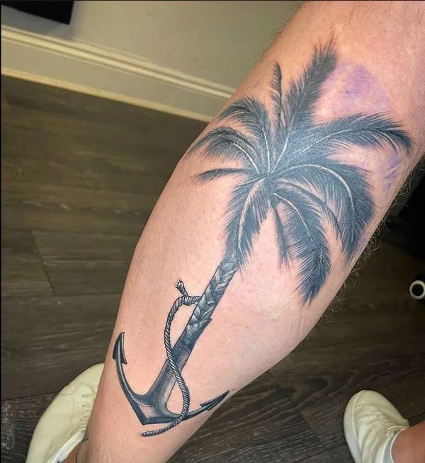 Anchor Palm Tree Tattoo
