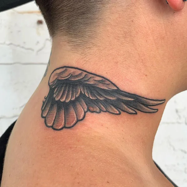Angel Wing Neck Tattoo