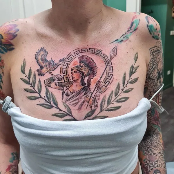 Athena Chest Tattoo