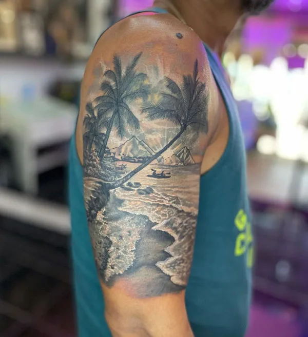 Beach Palm Tree Tattoo