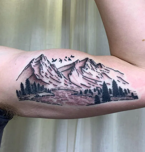 Bicep Mountain Tattoo 1