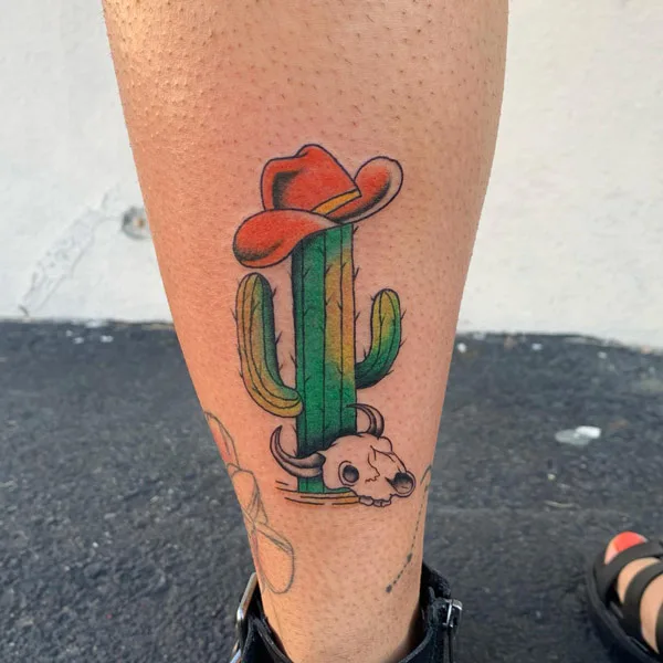 Bull Skull and Cactus Tattoo