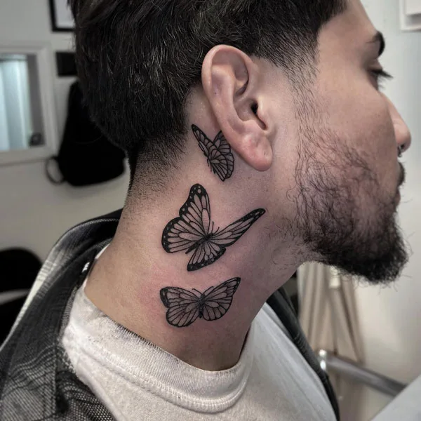 Butterfly Neck Tattoo 1