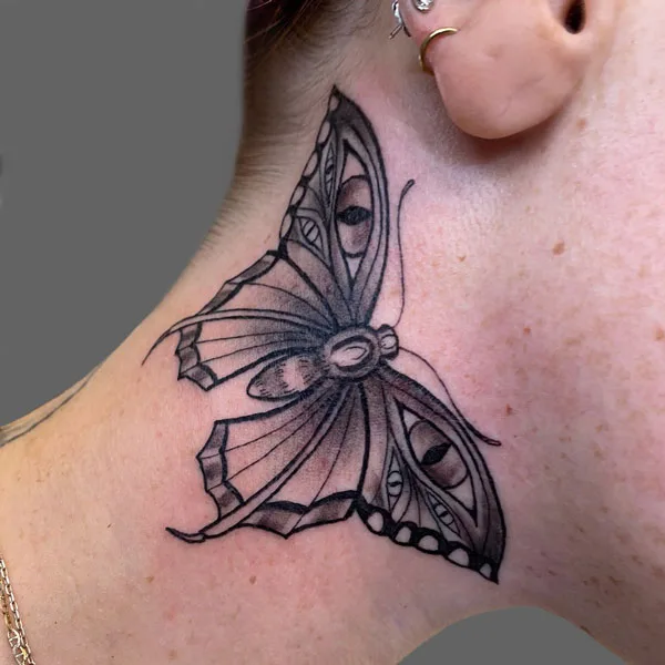 Butterfly Neck Tattoo 3