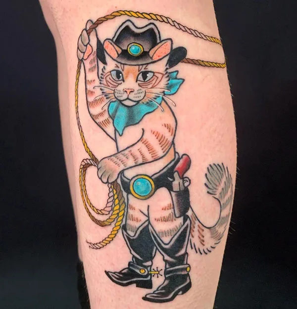 Cowboy Cat Tattoo