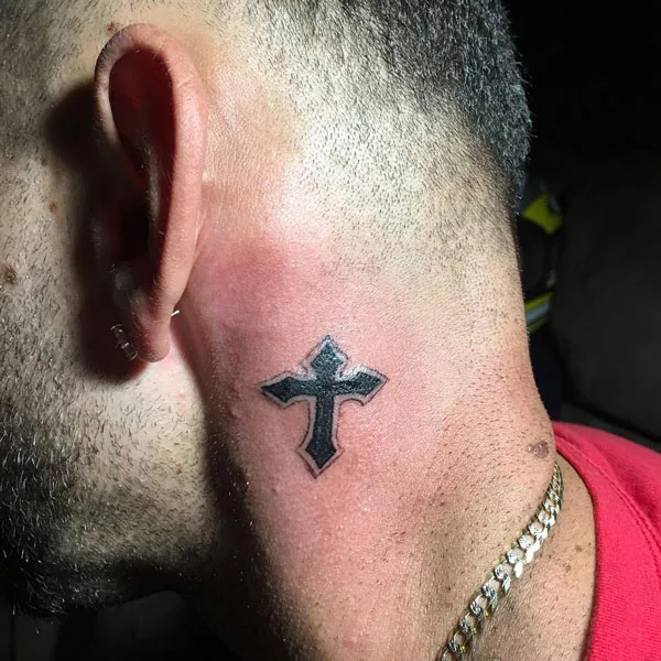 Cross Neck Tattoo 2