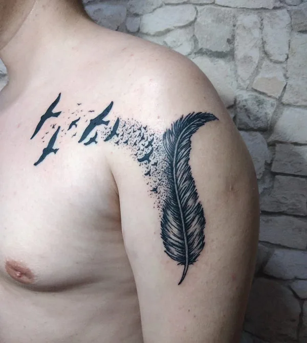 Feather Shoulder Tattoo