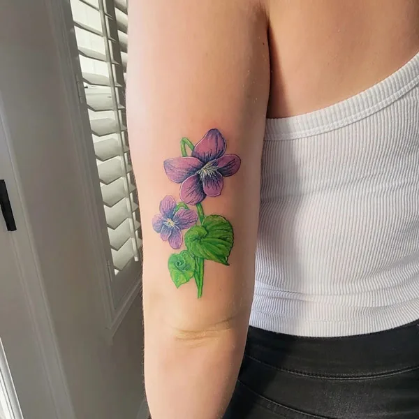 February Birth Flower Arm Tattoo 1