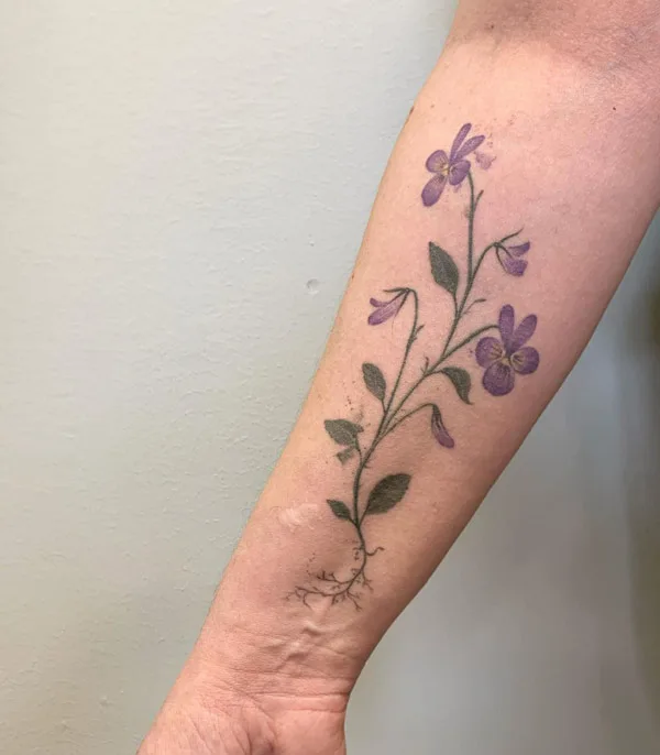 February Birth Flower Forearm Tattoo 1