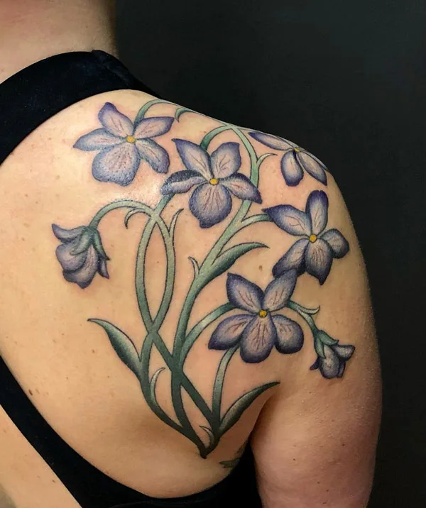 February Birth Flower Shoulder Tattoo 2