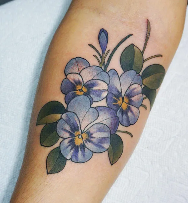 February Birth Flower Traditional Tattoo 2
