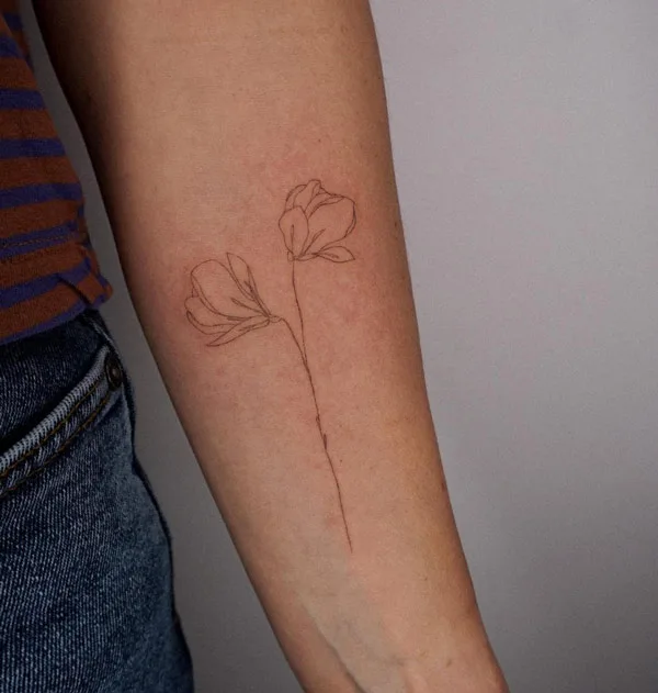 Fine Line Magnolia Tattoo
