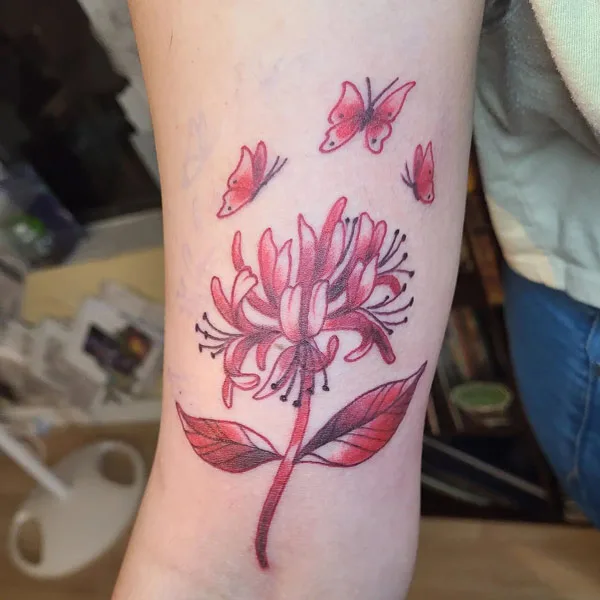 Honeysuckle and Butterfly Tattoo
