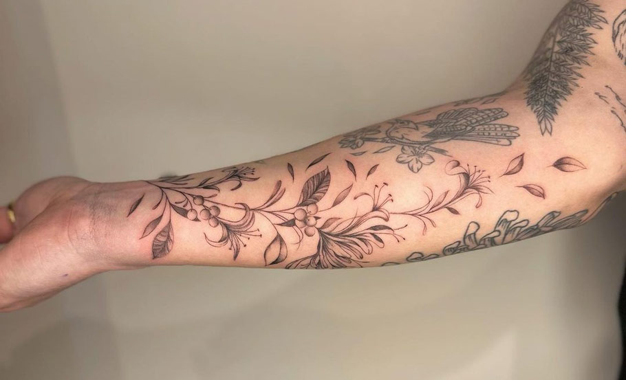Honeysuckle flower tattoo