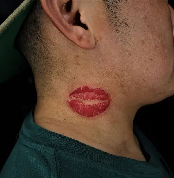 Lips on Neck Tattoo 2