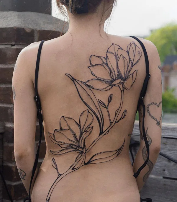 Magnolia Back Tattoo