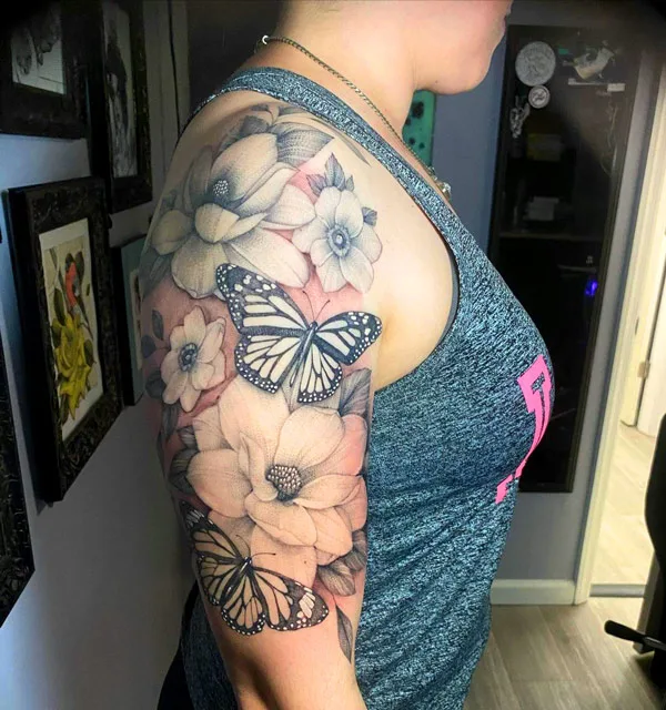 Magnolia Butterfly Tattoo
