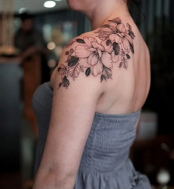 Magnolia Shoulder Tattoo