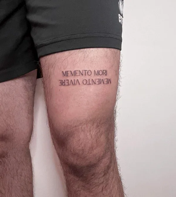 Memento Mori Above the Knee Tattoo
